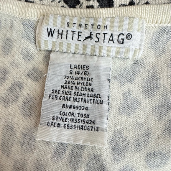 White Stag Sleeveless Knit Gray & Cream Cheetah Print Top - Picture 5 of 6
